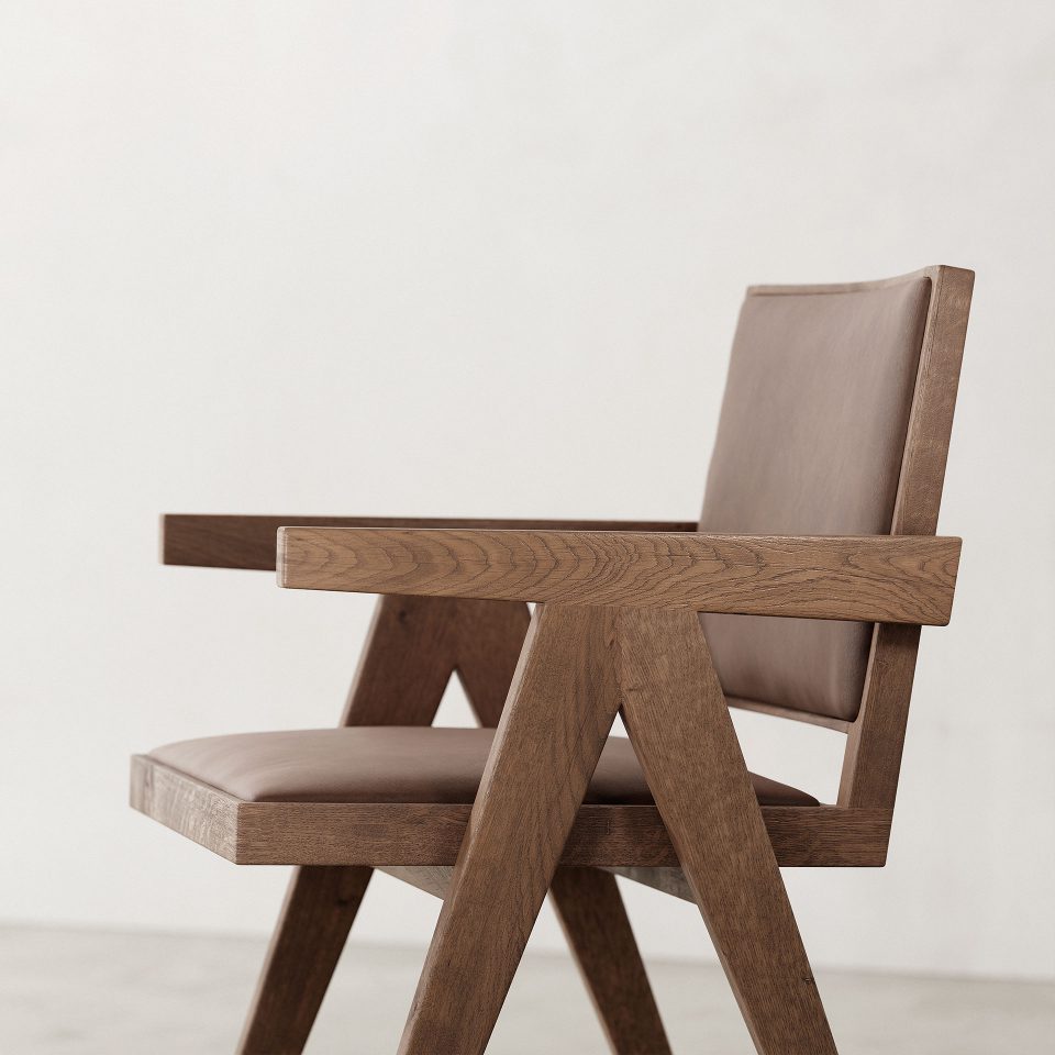 Jeanneret-Armchair-Nubuck-Brown-Weathered-Frame